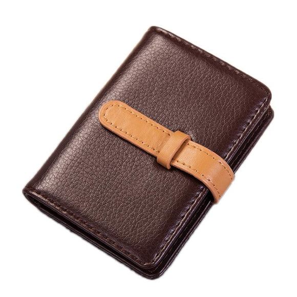 Portable Pu Leather Card Holder - Business & Credit Cards - Brown