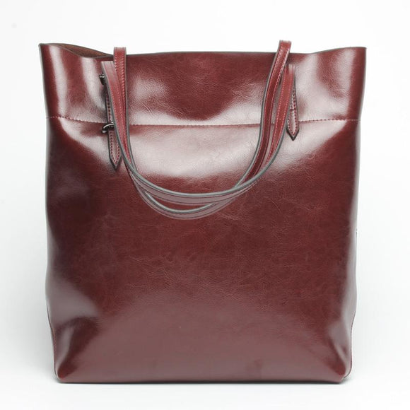 Stylish Shoulder Tote For Women - Vintage Wine Red