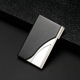 Stainless Steel Business Card Case Large Capacity - Litchi Black