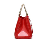 Patent Leather Shoulder Bag for Women - Glue Closure - Pink
