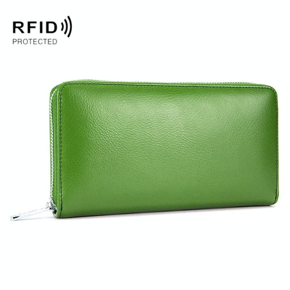 Leather Rfid Card Holder Wallet - Blocking - Green