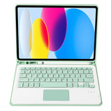 2022 Ipad 10.9 Lambskin Bluetooth Keyboard Case With Pen Slot - Dark Green