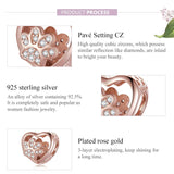 925 Sterling Silver Pet Paw Print Beaded Bracelet - Rose Gold