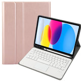 2022 Ipad 10.9 Lambskin Bluetooth Keyboard Case With Pen Slot - Rose Gold