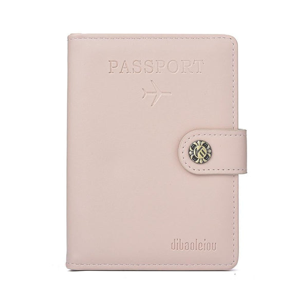 Multi Functional Passport Case With Buckle Dibaoleiou Pu Leather - Pink