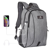 Grey Canvas Dual-shoulder Laptop Backpack - Portable Outdoor