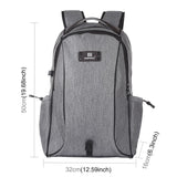 Grey Canvas Dual-shoulder Laptop Backpack - Portable Outdoor