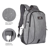 Grey Canvas Dual-shoulder Laptop Backpack - Portable Outdoor