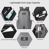 Grey Canvas Dual-shoulder Laptop Backpack - Portable Outdoor