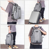 Grey Canvas Dual-shoulder Laptop Backpack - Portable Outdoor