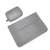 15.4 Inch Laptop Inner Bag with Small Bag - Horizontal Magnetic Buckle Pu Leather - Grey