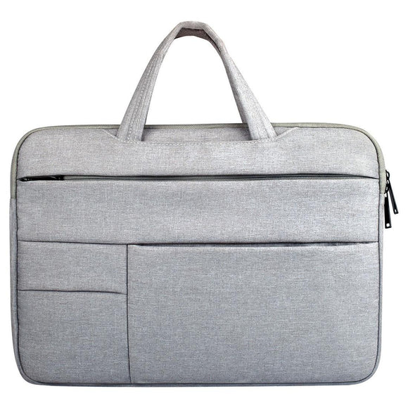 15.6 Inch Laptop Tablet Bag with Multiple Pockets and Soft Oxford Cloth Handle - Grey