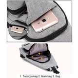 Multi Function Canvas Chest Bag With Usb Charging Outdoor Sports Shoulder Bag For Men / Women / Students - Grey