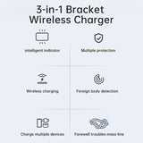 15W 3 In 1 Aluminum Wireless Charger - Grey