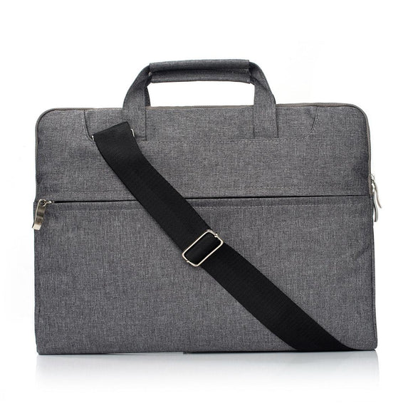 15.4 Inch Laptop Bag - Portable one Shoulder Zipper for Macbook Samsung Sony Dell Alienware Chuwi Asus Hp - Grey