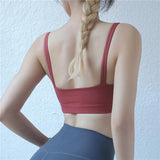 Black Double Shoulder Belt Yoga Vest - Mustard Green M