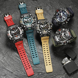 Waterproof Dual Display Outdoor Watch - Multifunctional Alloy for Men - Red