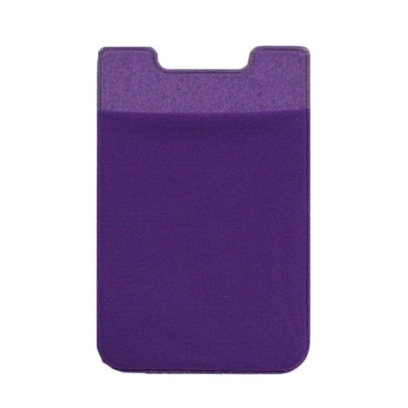 Lycra Phone Card Holder Stretch Back Sticker Wallet For Cards Bus Pass Bank Fits Most Phones - Purple