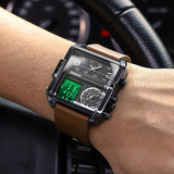 Waterproof Square Multifunctional Sports Quartz Watch - White Steel-White