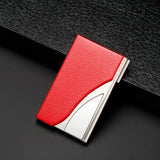 Stainless Steel Business Card Case Large Capacity - Litchi Red