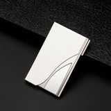 Stainless Steel Business Card Case Large Capacity - Litchi Red
