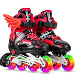 Adjustable Kids Roller Skates Set - Single Flash Wheels - Size s - Gold