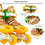 Adjustable Kids Roller Skates Set - Flash Wheels Size m - Gold