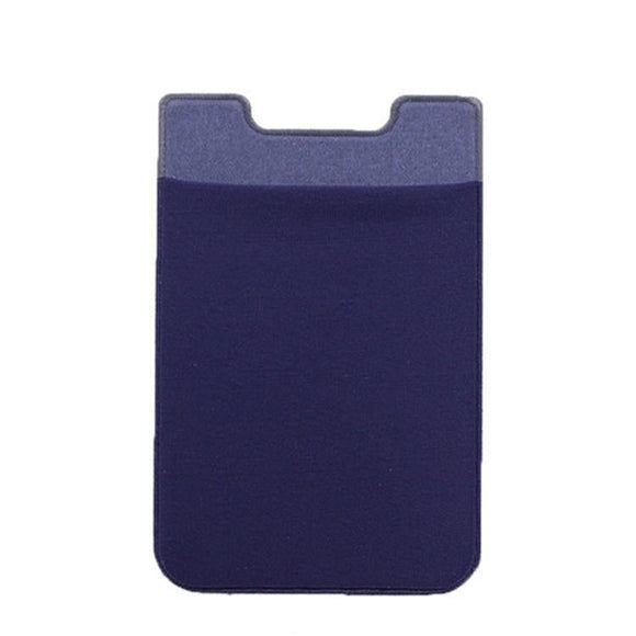 Lycra Phone Card Holder Stretch Back Sticker Wallet For Cards Bus Pass Bank Fits Most Phones - Dark Blue