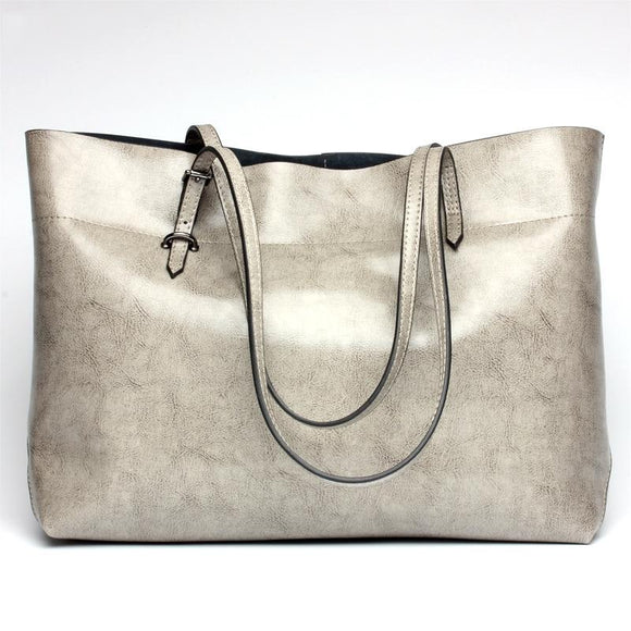 Stylish Shoulder Tote For Women - Elephant Grey Horizontal Version