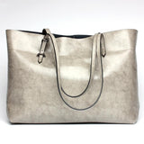 Stylish Shoulder Tote For Women - Elephant Grey Horizontal Version