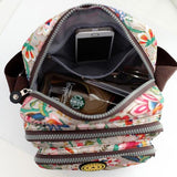Waterproof Nylon Multilayer Crossbody Bag For Women - Pink Flower