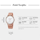 Stainless Steel Mesh Unisex Quartz Watch - Black Shell Black Dial Rose Gold Needle