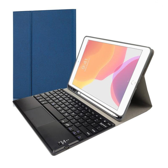 9.7 Ipad Keyboard Case With Touchpad Pen Slot & Bracket - Magnetic Detachable - Blue