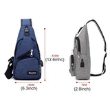 Multi Function Canvas Chest Bag With Usb Charging Outdoor Sports Shoulder Bag For Men / Women / Students - Blue