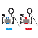 3-In-1 Vlogging Kit With Smartphone Rig Microphone And Led Ring Light - Blue