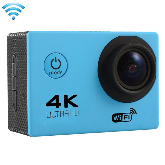 170 Degree Wide Angle Wifi Action Camera with Waterproof Case - Supports 64gb Micro Sd - Blue