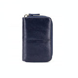Leather Rfid Zipper Card Holder with Change Pocket - Blue