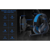 3.5Mm Noise-Canceling Gaming Headset With Retractable Mic - Black Blue
