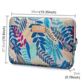 15.6 Inch Laptop Sleeve Case with Zipper for Macbook Samsung Sony Dell Alienware Chuwi Asus Hp - Colourful Leaves Design - Blue