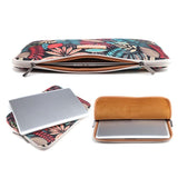 15.6 Inch Laptop Sleeve Case with Zipper for Macbook Samsung Sony Dell Alienware Chuwi Asus Hp - Colourful Leaves Design - Blue