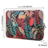 15.6 Inch Laptop Sleeve Case with Zipper for Macbook Samsung Sony Dell Alienware Chuwi Asus Hp - Colourful Leaves Design - Blue