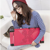 Adjustable Foldable Laptop Stand with Fans & Mouse Pad - Portable Aluminum Alloy - Magenta