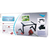 Adjustable Foldable Laptop Stand with Fans & Mouse Pad - Portable Aluminum Alloy - Magenta