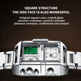 Waterproof Square Multifunctional Sports Quartz Watch - Black Steel-Black-White