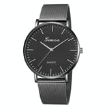 Stainless Steel Mesh Unisex Quartz Watch - Black
