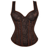 Adjustable Plus Size Steampunk Gothic Corset With G String S To 6Xl - Brown - 6Xl