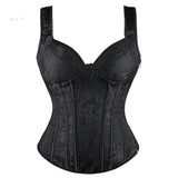 Adjustable Plus Size Steampunk Gothic Corset With G String S To 6Xl - Black - M