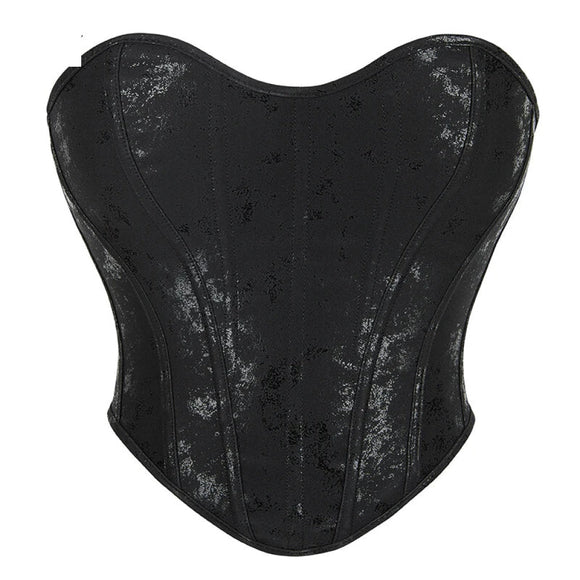 13 Women Gothic Bone-Supported Backless Bustier Pu Leather Corset Top With Back Zipper - Xxl