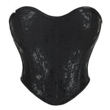 13 Women Gothic Bone-Supported Backless Bustier Pu Leather Corset Top With Back Zipper - Xxl