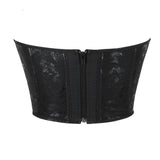 13 Women Gothic Bone-Supported Backless Bustier Pu Leather Corset Top With Back Zipper - Xxl